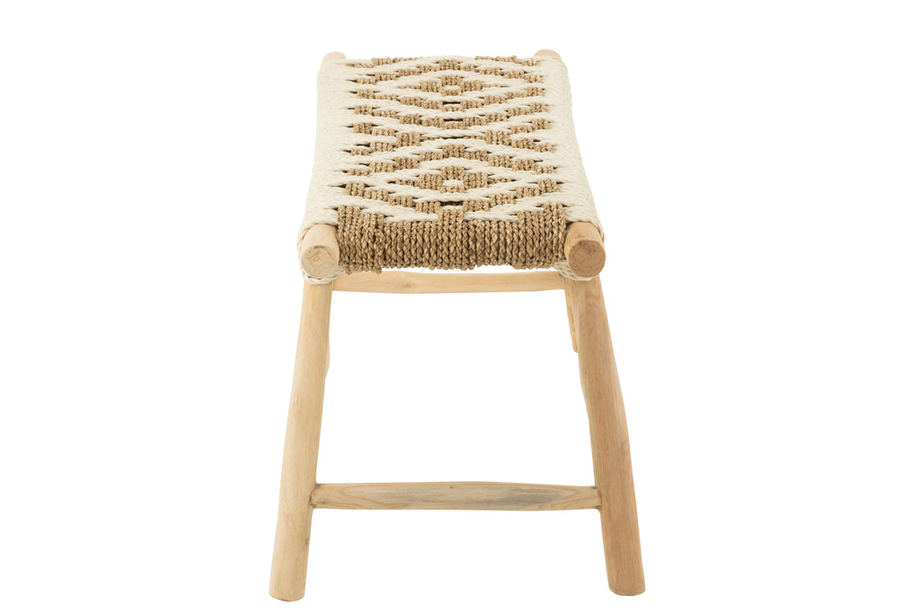 Bench Waverly Teak Wood/Seagrass Natural/White