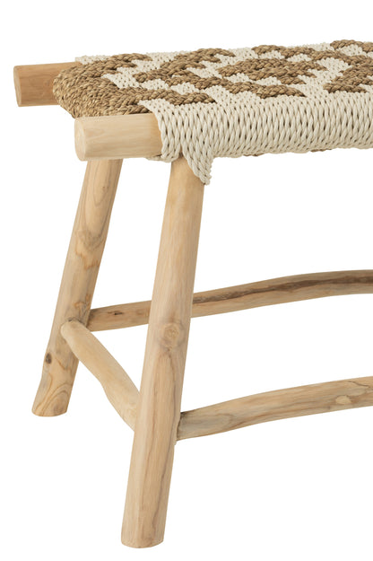 Bench Waverly Teak Wood/Seagrass Natural/White