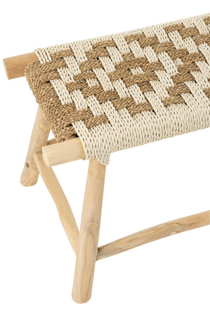 Bench Waverly Teak Wood/Seagrass Natural/White