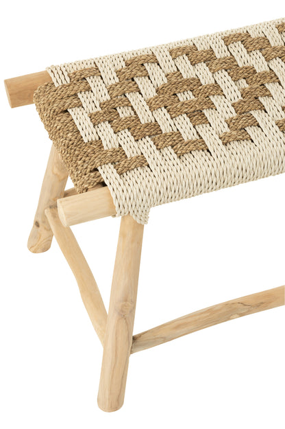 Bench Waverly Teak Wood/Seagrass Natural/White