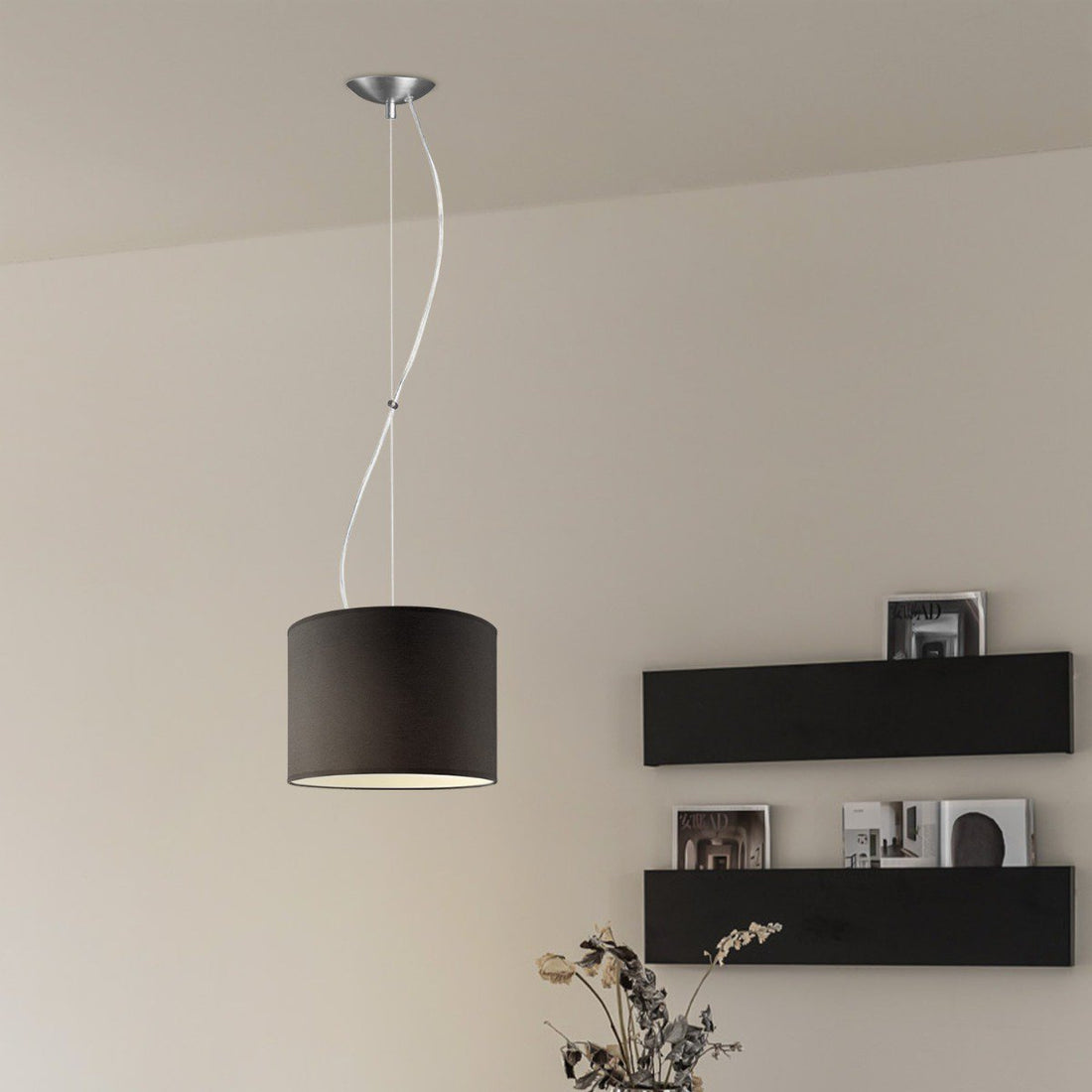 hanglamp Deluxe met lampenkap, E27, zwart, 25cm