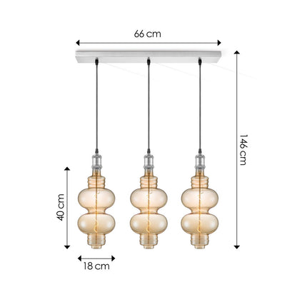 hanglamp chroom vintage Diabolo 3L G180 dimbaar amber