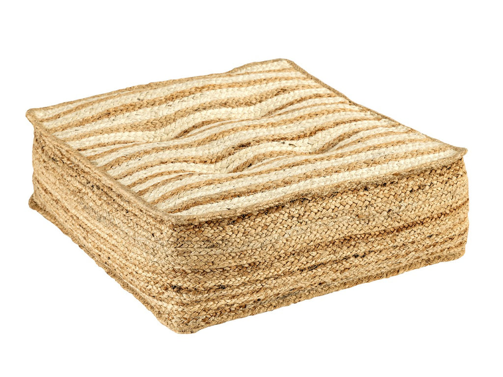Bodenkussen Jute 50x50cm Zitkussen vierkant Loungekussen natuur Voetenkussen