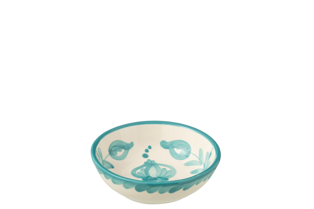 Kom Granada Laag Keramiek Wit/Aqua Klein