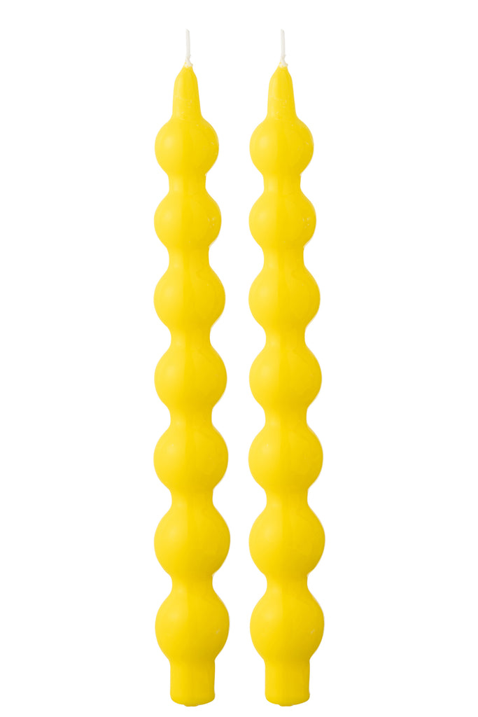 Doos met 2 kaarsen Kalebas Fluo Geel - 5 uur
