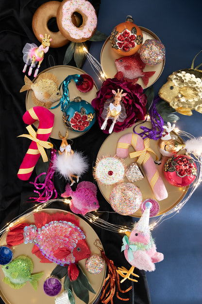 J-Line Box Of 6 Christmas Baubles Confetti Glass Mix Medium