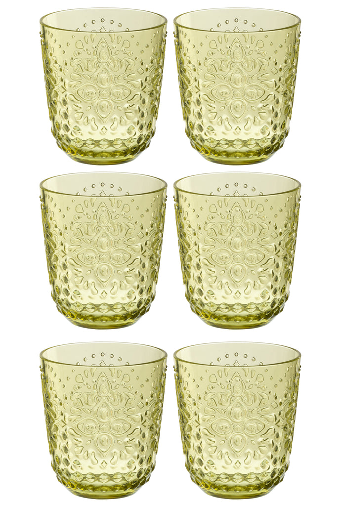 J-Line Doos met 6 drinkglazen van plastic in het groen.