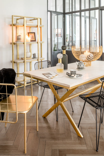 Doos met 6 mok + bord bal porselein zwart/wit/goud klein