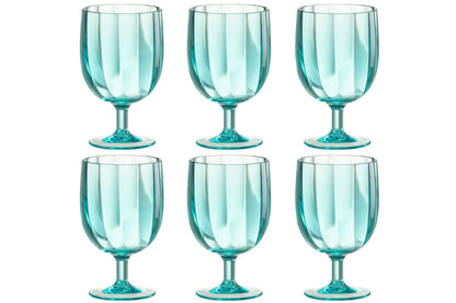 J-Line Doos van 6 stuks wijnglazen plastic blauw