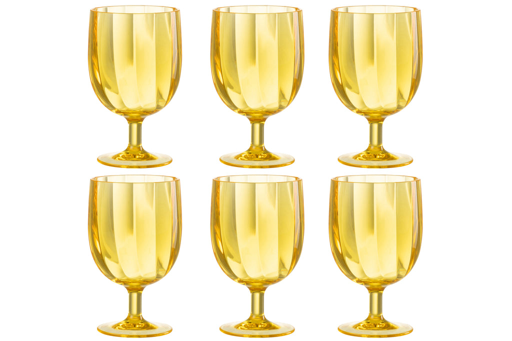 J-Line Doos van 6 stuks wijnglazen plastic geel
