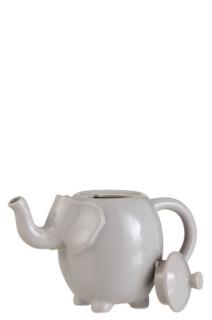 Doos Theepot + 4 Kopjes Olifant Keramiek Grijs