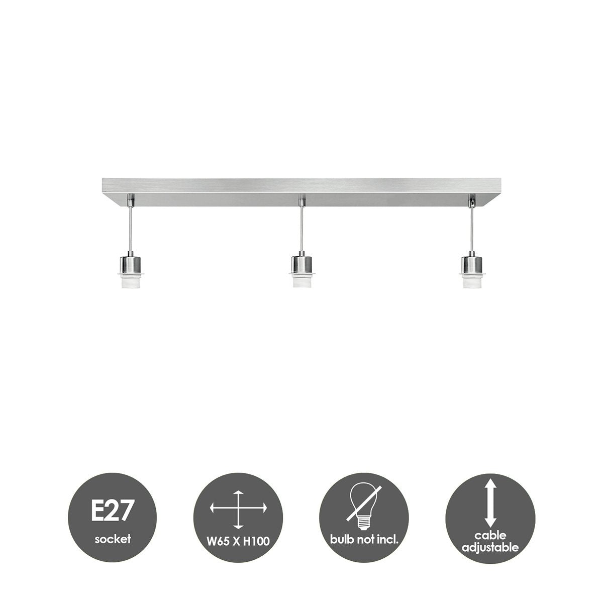 hanglamp Beam 3S 65/9.5/70-112.5cm - Geborsteld staal