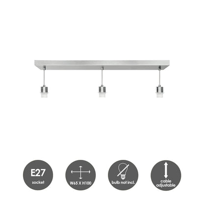 hanglamp Beam 3S 65/9.5/70-112.5cm - Geborsteld staal