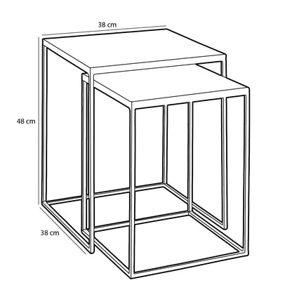 Aaron Bijzettafel voor Buiten - Set van 2 - L38 x B38 x H48 cm - Metaal - Roze