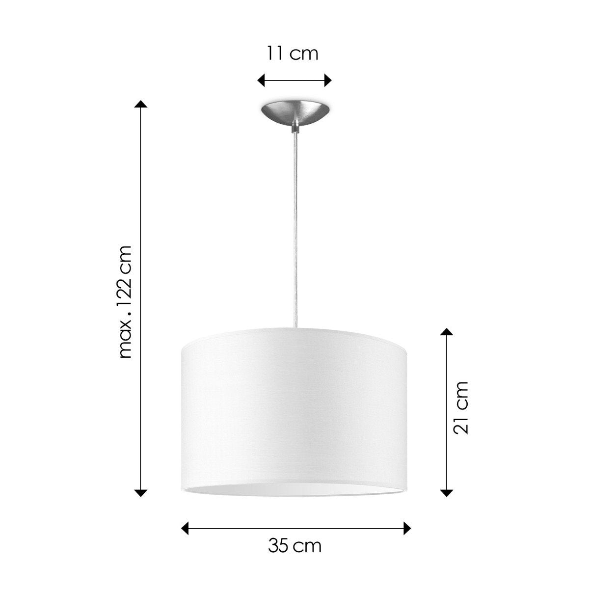 hanglamp Bling met lampenkap, E27, wit, 35cm