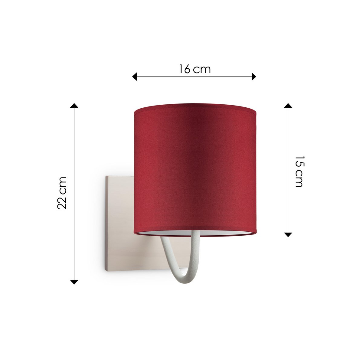 Wandlamp - Beach inclusief Lampenkap E27 rood 16x15cm