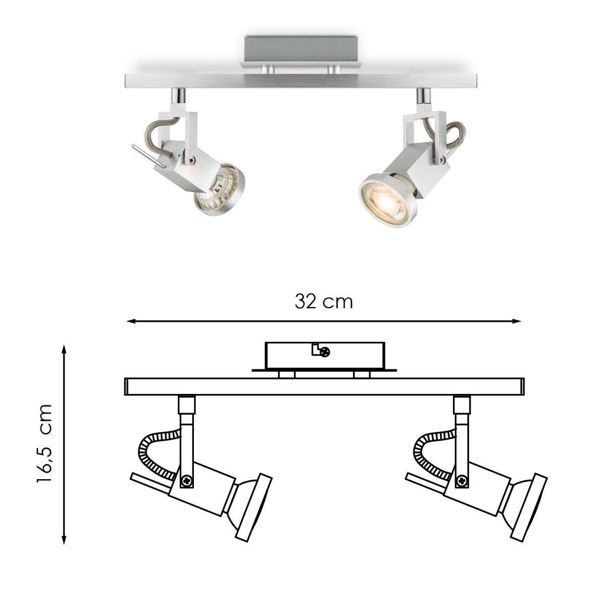 LED Opbouwspot Cali 2 - incl. dimbare LED lamp - staal