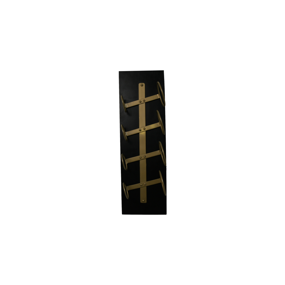 Hanging winerack 4 Bottles - 20x13x65 - Black/Gold - Mangowood/metal