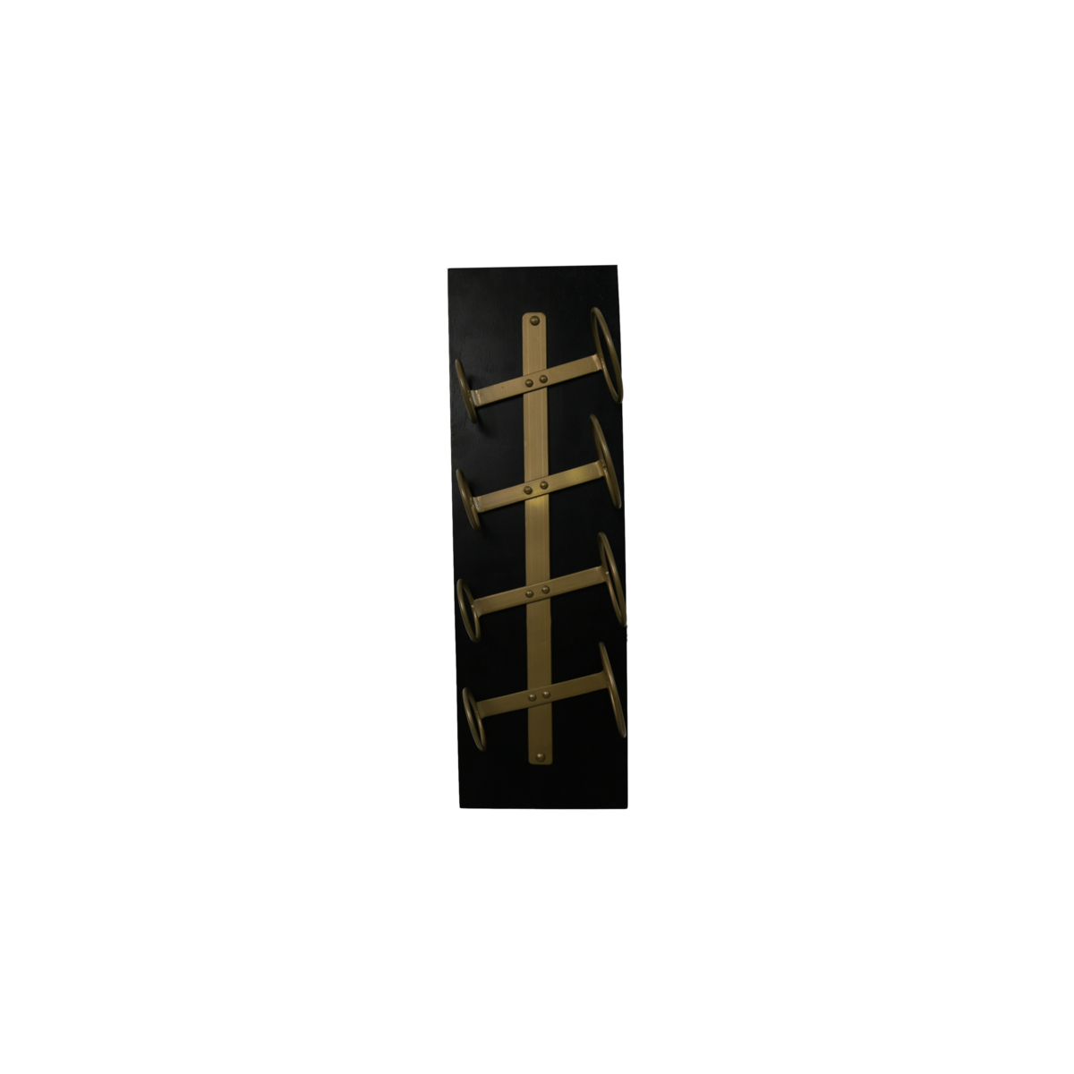 Hanging winerack 4 Bottles - 20x13x65 - Black/Gold - Mangowood/metal