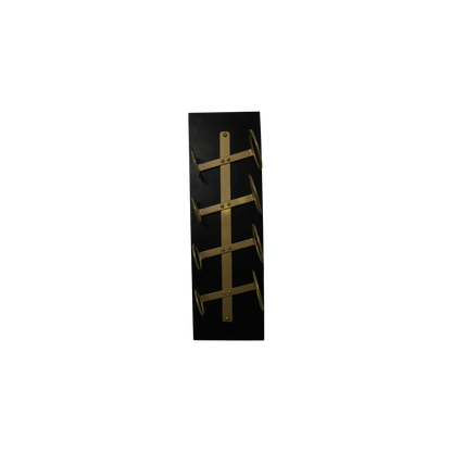 Hanging winerack 4 Bottles - 20x13x65 - Black/Gold - Mangowood/metal