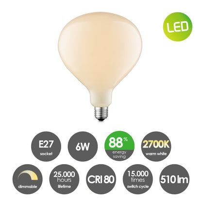 dimbare LED Globe Milky E27 6W 510Lm 2700K Goud