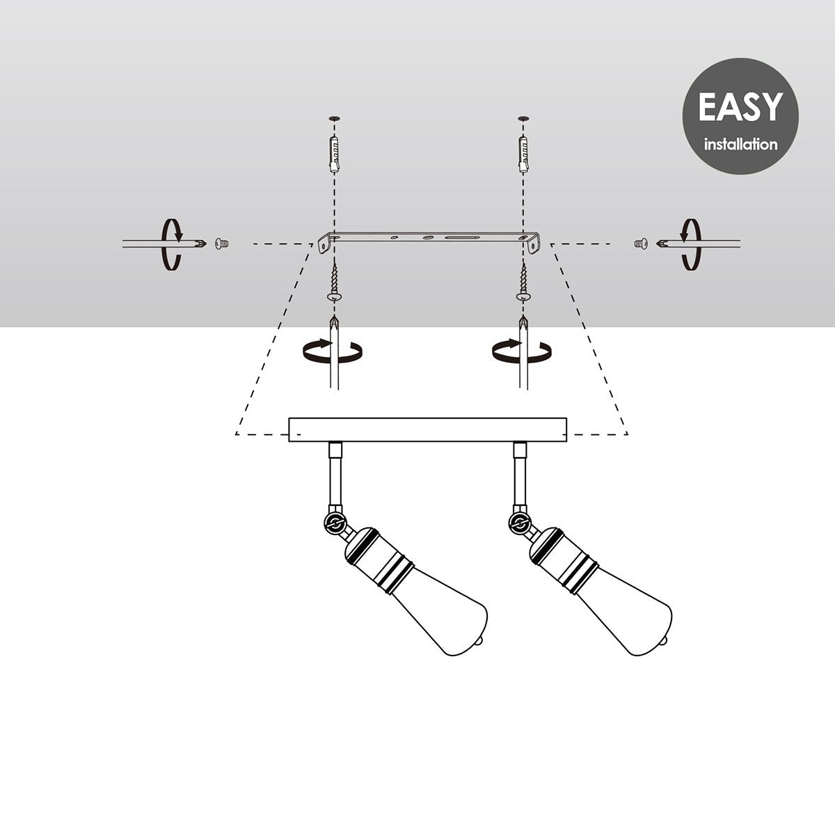 Opbouwspot Spy 2 - incl. dimbare LED lamp - messing