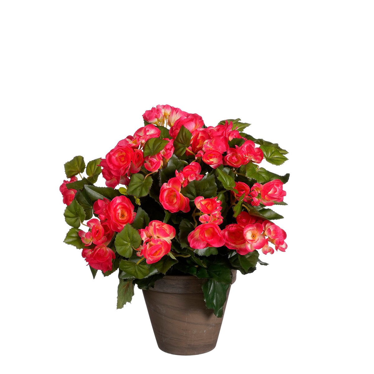 Begonia Kunstplant in Bloempot Stan - H37 x Ø36 cm - Donkerroze