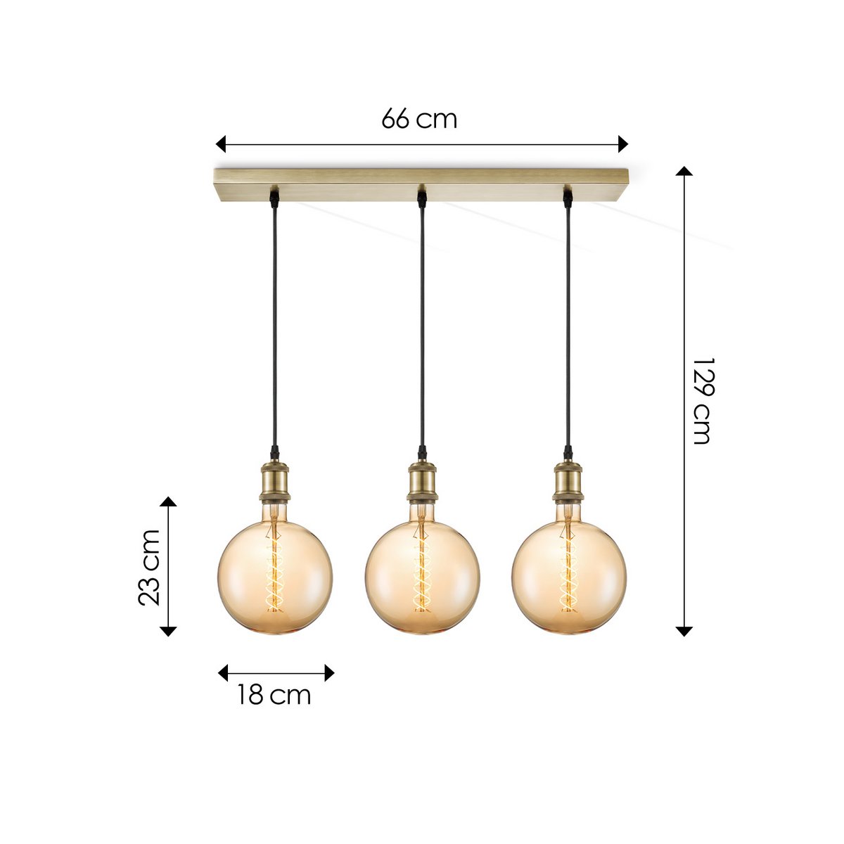 hanglamp brons vintage - 3 LED -dimbaar E27 amber