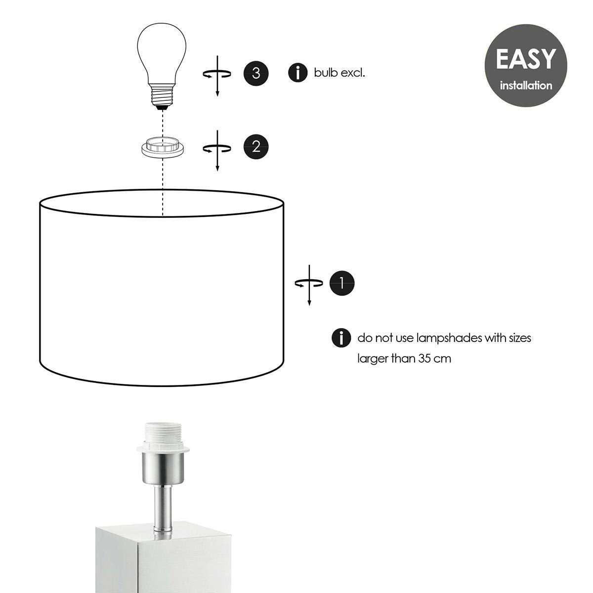 tafellamp voet Cilly 11/11/32cm - Geborsteld staal