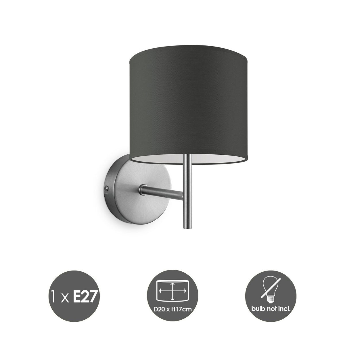 Wandlamp - Mati E27 Lampenkap antraciet 20cm