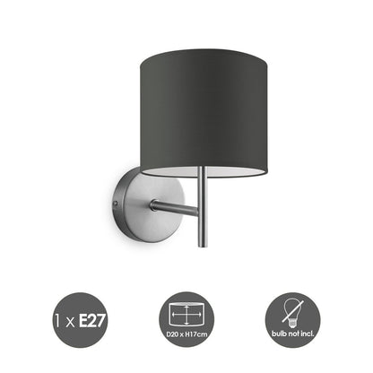 Wandlamp - Mati E27 Lampenkap antraciet 20cm