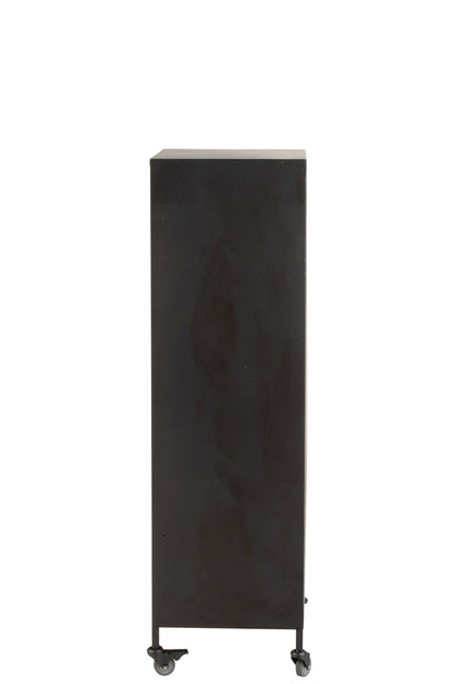 Kast Op Wielen 7 Laden Voor Wijnflessen Metaal/Hout Natuurlijk