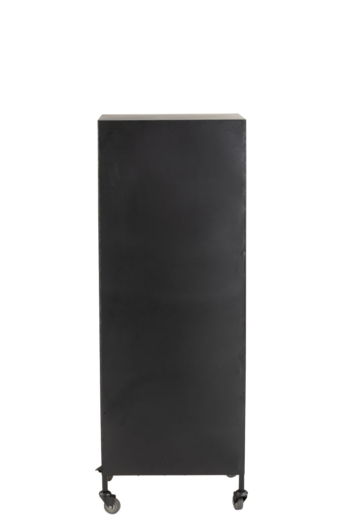 Kast Op Wielen 7 Laden Voor Wijnflessen Metaal/Hout Natuurlijk