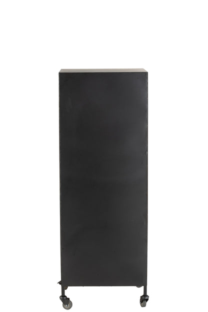 Kast Op Wielen 7 Laden Voor Wijnflessen Metaal/Hout Natuurlijk