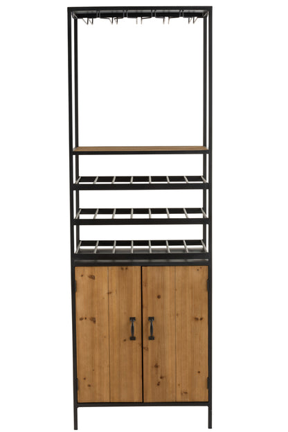 Kast voor wijnflessen+glazen Metaal/Hout Natuurlijk