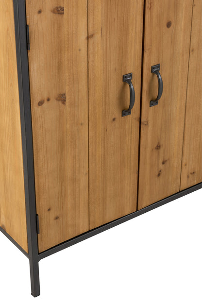 Kast voor wijnflessen+glazen Metaal/Hout Natuurlijk