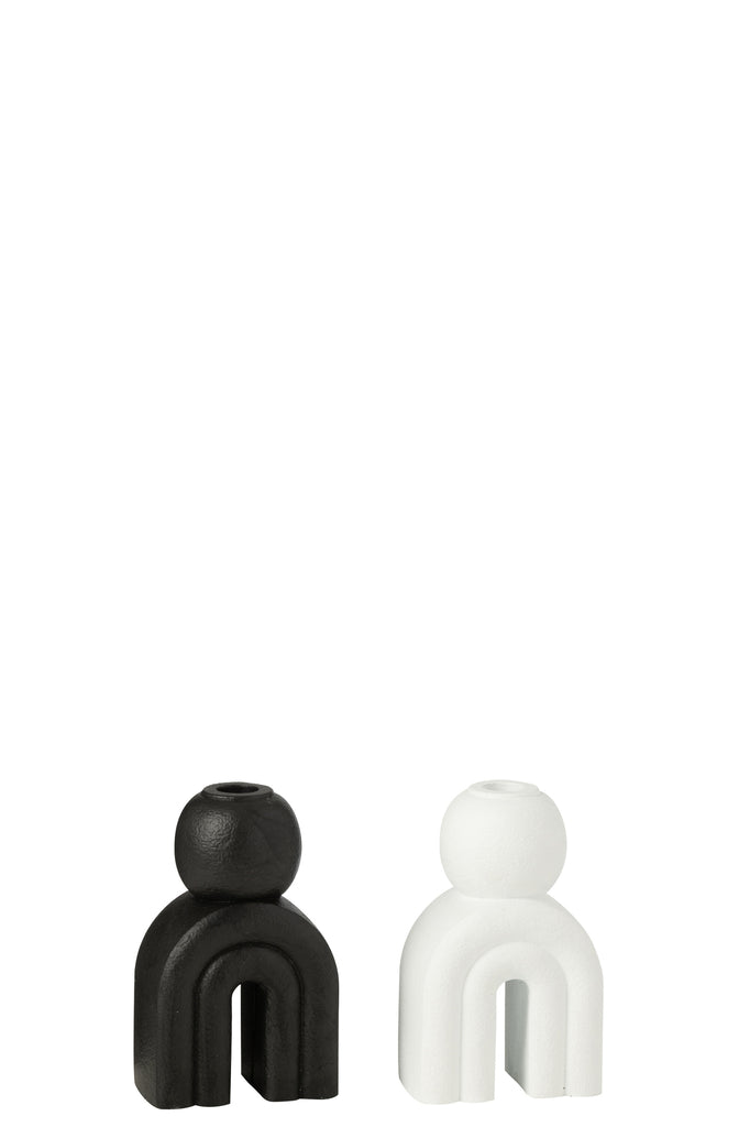 Candle Holder Modern Cement Black/White, set of 2