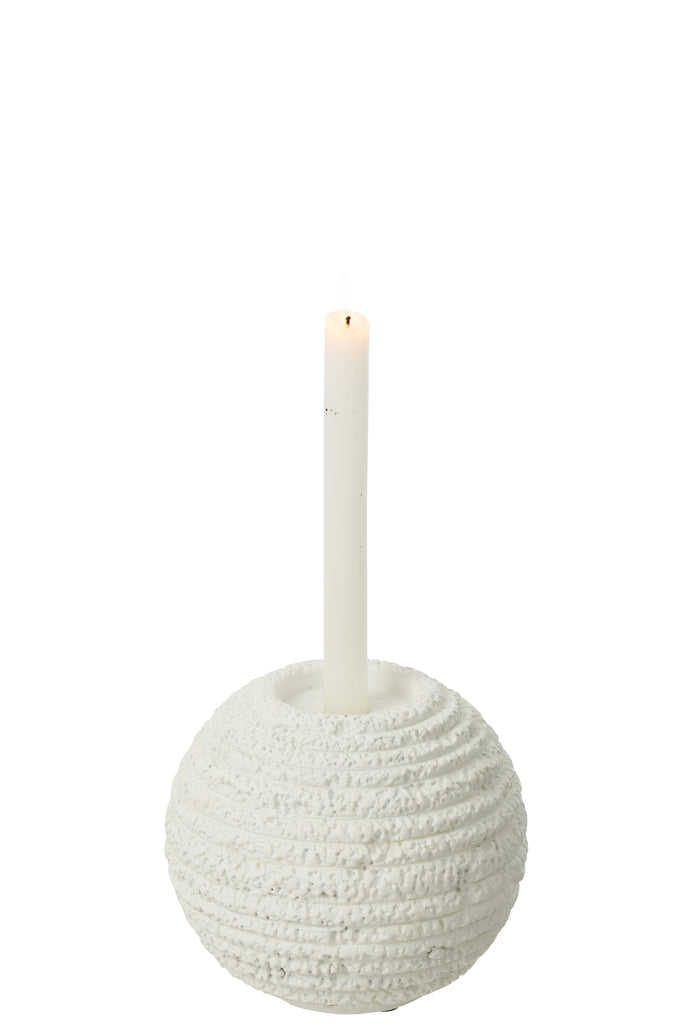 Candleholder Creta Round Cement White Large