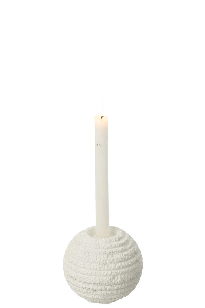 Candleholder Creta Round Cement White Small