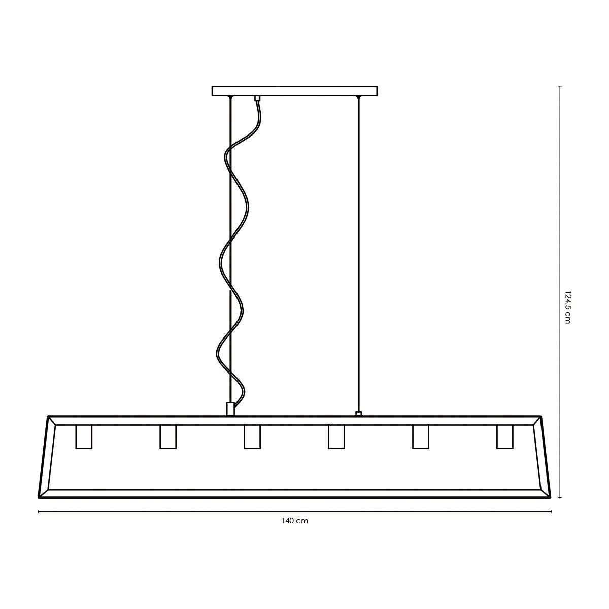 Hanglamp Dito 6 lichts - Zwart - 140x20x124cm