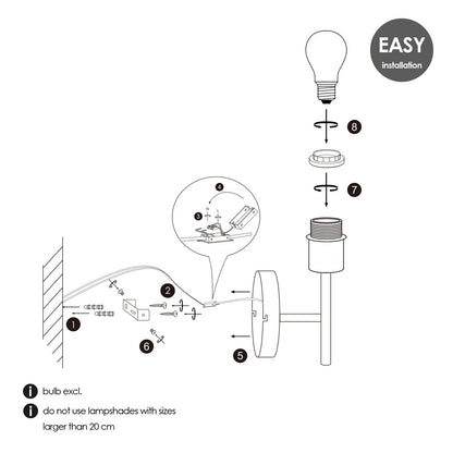 Wandlamp - Mati inclusief Lampenkap E27 zwart 20x17cm