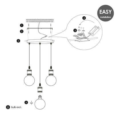 Hanglamp Basic - Geborsteld staal - 30x30x109cm