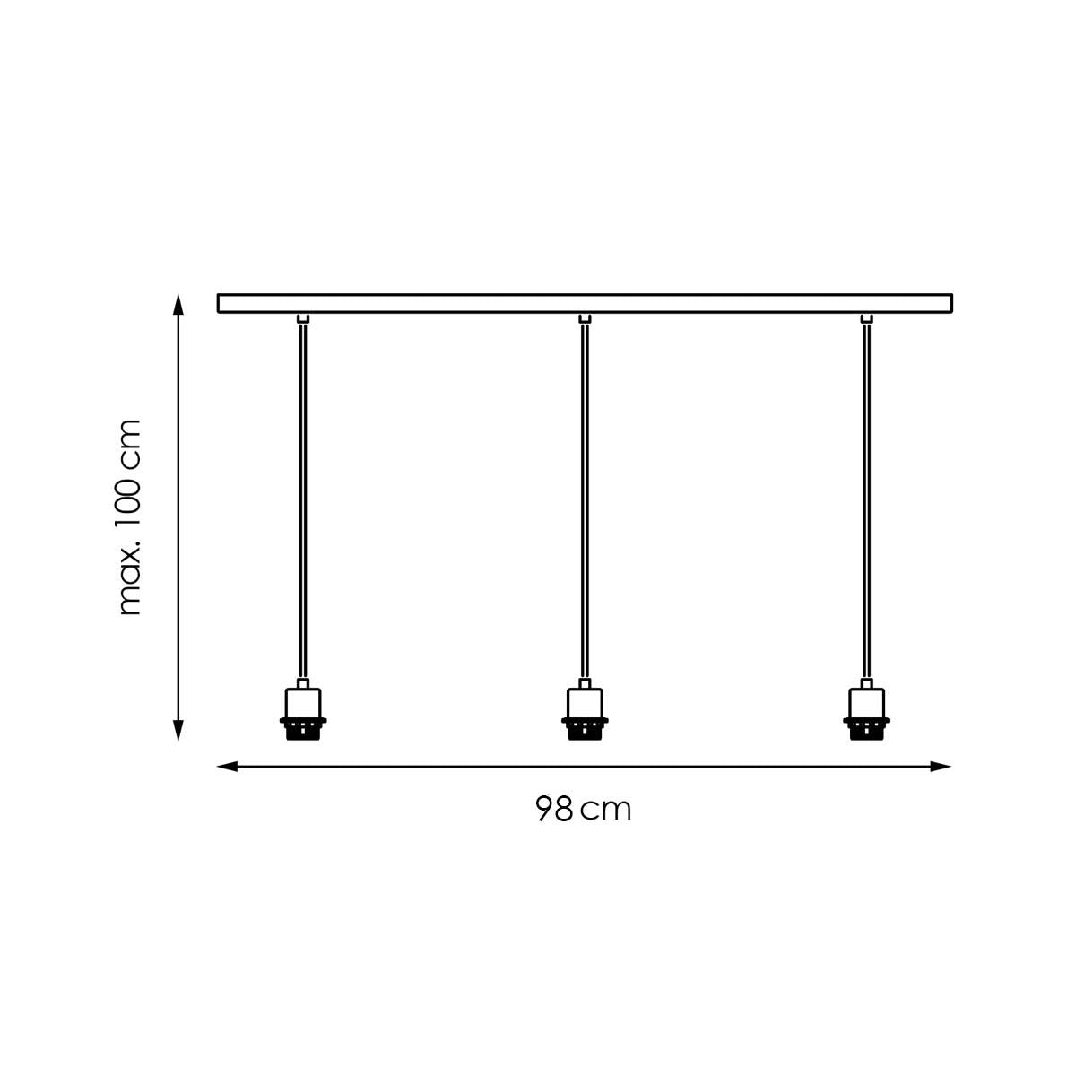 hanglamp Beam 3 98/9.5/15-100cm - Geborsteld staal