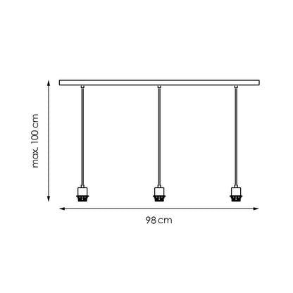 hanglamp Beam 3 98/9.5/15-100cm - Geborsteld staal