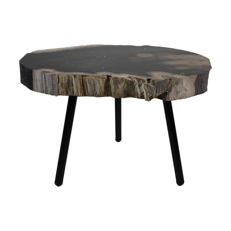 Salontafel Rond - ø41-43x30 - Naturel/Zwart - metaal