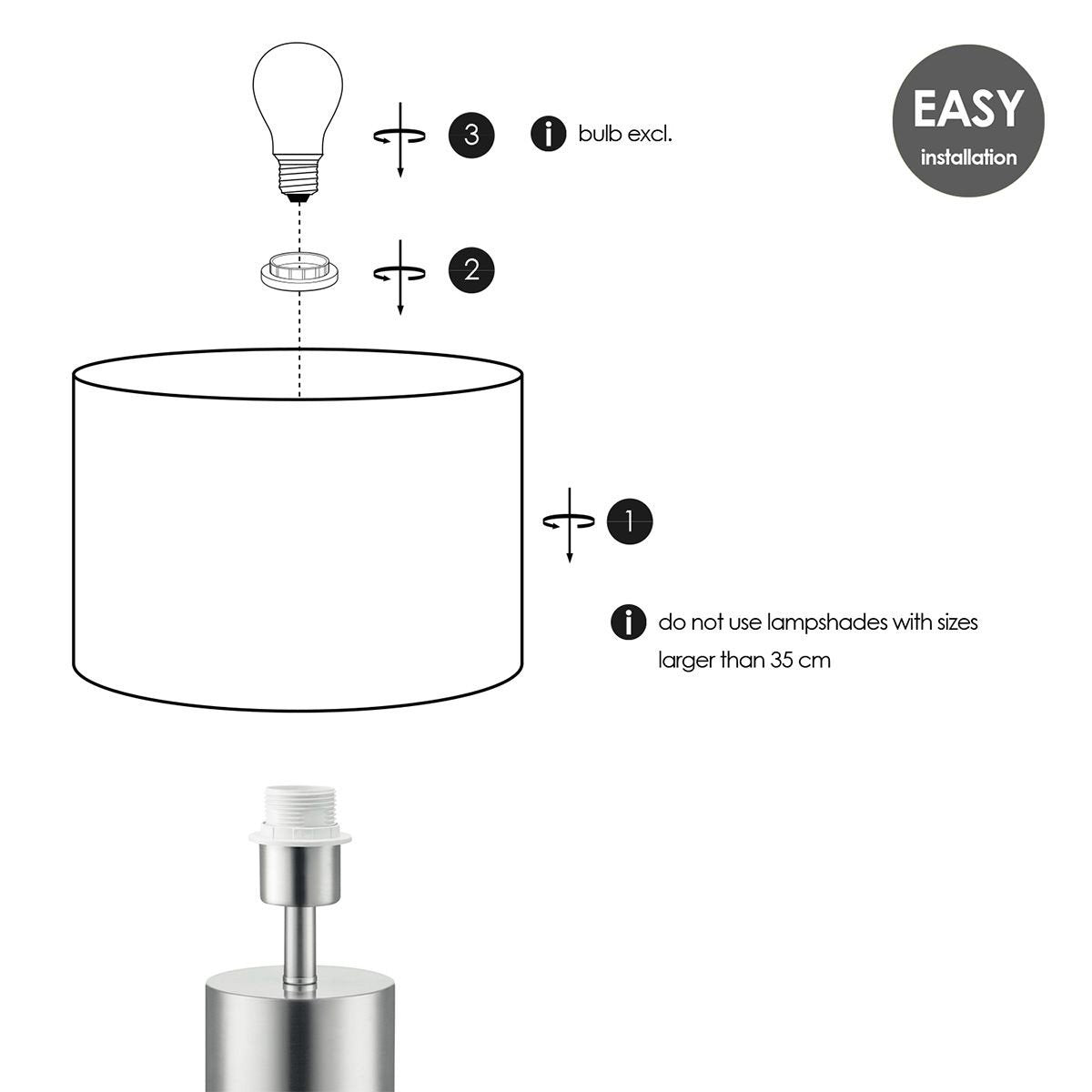 tafellamp voet Cannes 11/11/32cm - Geborsteld staal