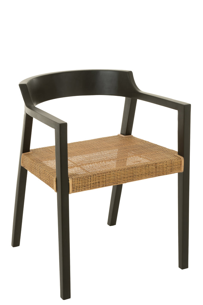 Stoel Emma Teak Zwart/Bruin