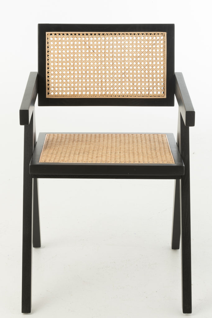 Chair Grid Ash Wood/Rattan Black