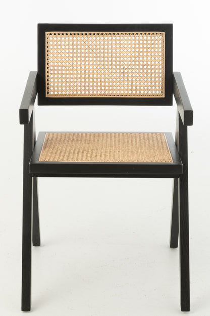 Chair Grid Ash Wood/Rattan Black