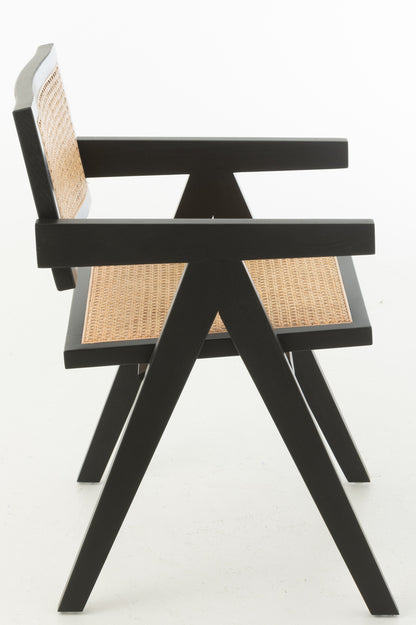 Chair Grid Ash Wood/Rattan Black